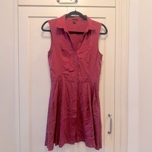 Theory Silk Sleeveless Button-Down Dress in Deep Pink